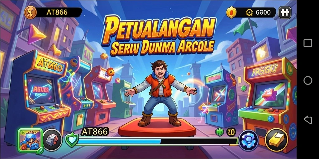 Screenshot menampilkan aksi seru dalam permainan Arcade AT866.