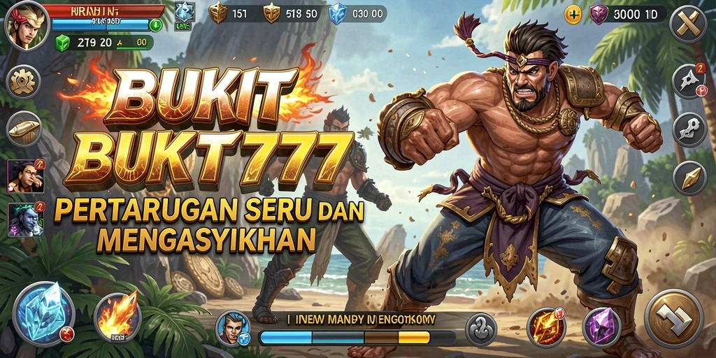 Tangkapan layar BUKIT777 menampilkan pertarungan mendebarkan antar karakter.