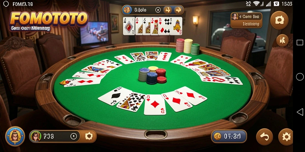 Screenshot gameplay FOMOTOTO menampilkan suasana seru bermain Gaple.