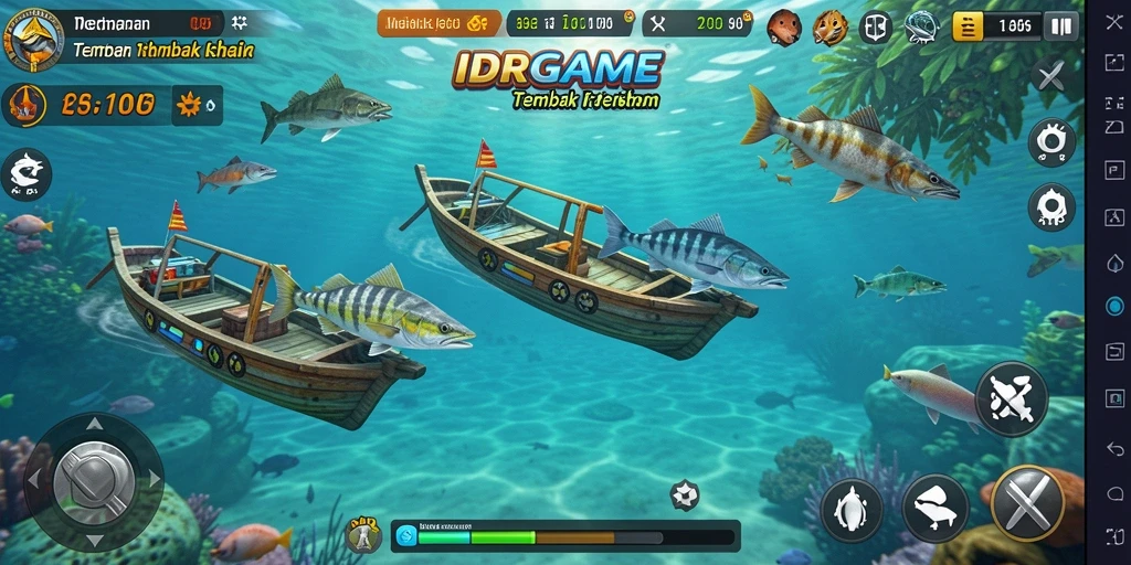 Tampilan menarik dari gameplay Tembak Ikan IDRGAME.