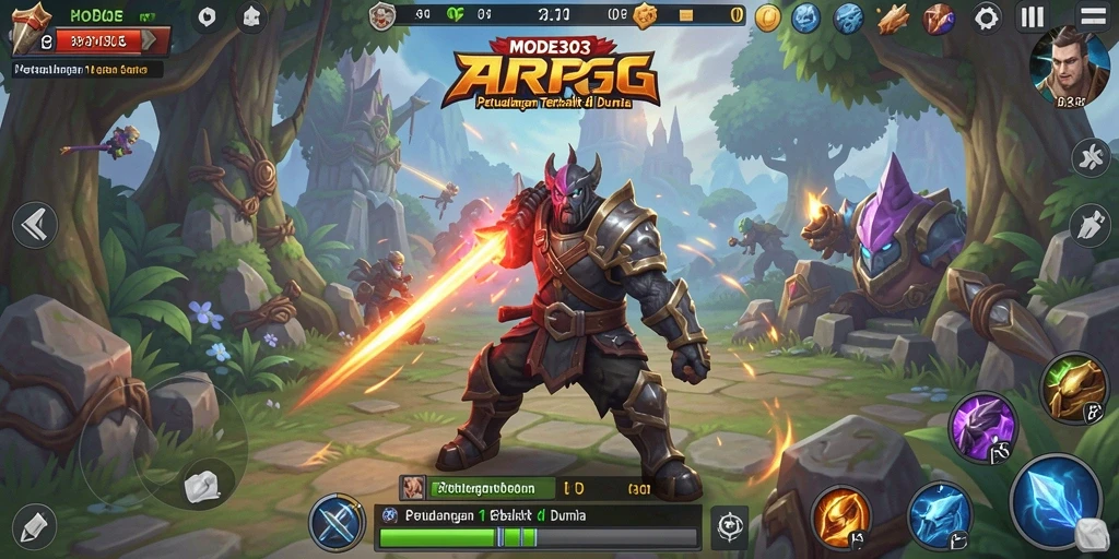 Screenshot utama menunjukkan aksi seru dalam gameplay ARPG.