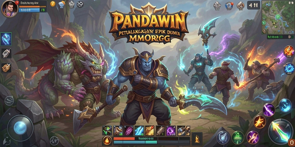 Gameplay epik dalam dunia fantasi PANDAWIN yang memukau.