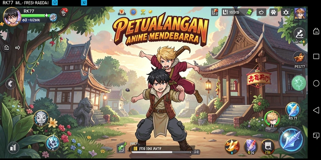 Tampilan gameplay RK77 dengan karakter Anime yang menarik.