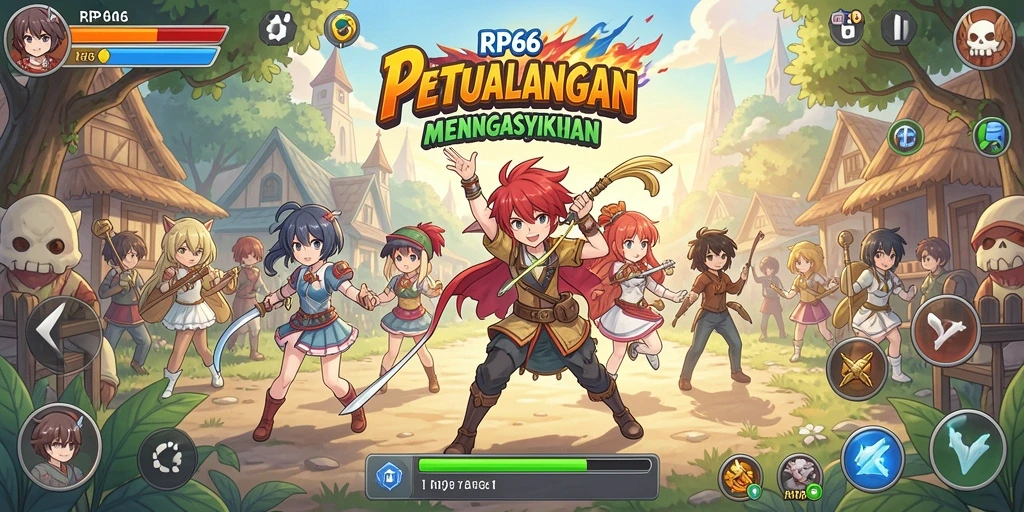 Screenshot utama RP66 menampilkan pertarungan epik karakter anime.
