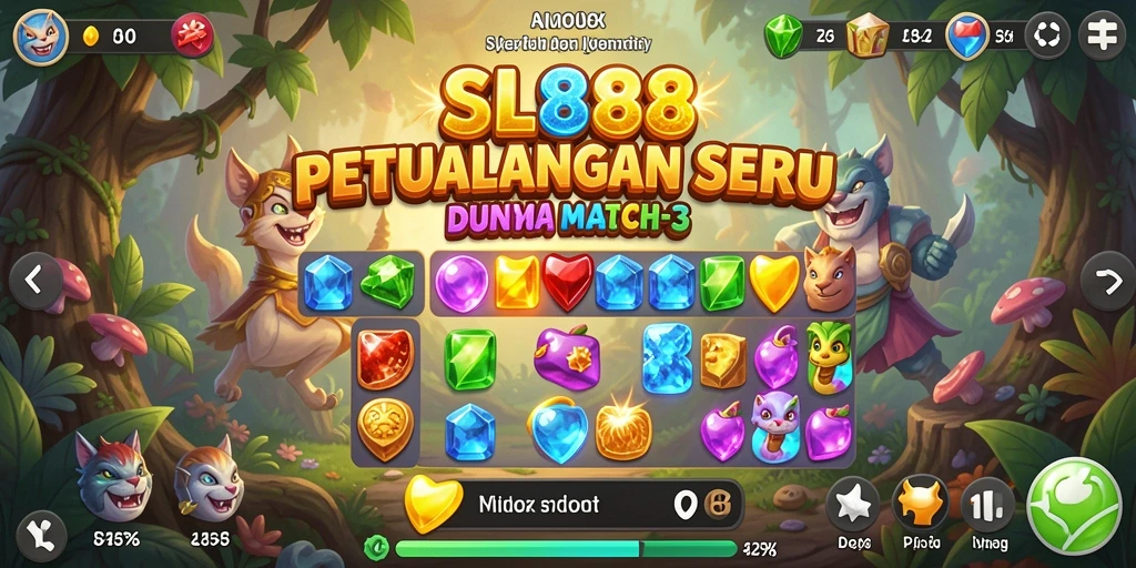 Tampilan gameplay SL888 dengan desain Match-3 yang memukau.